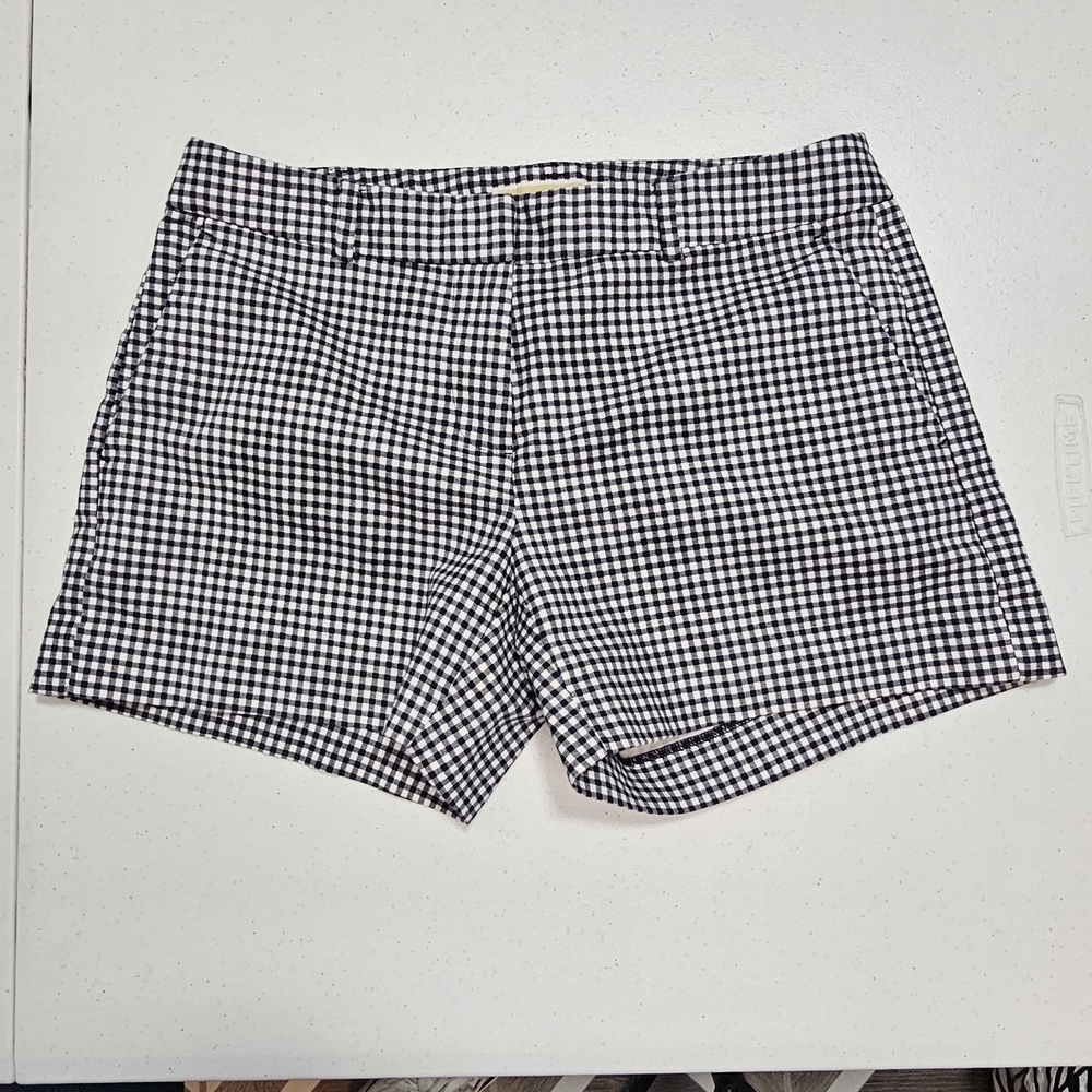 Michael Kors Gingham Checked Mid-rise Women’s Shorts Black White - Picture 2 of 11